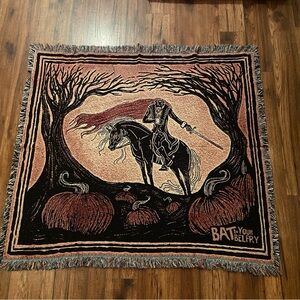 Headless horsman BAT Your Belfry Halloween vibe Tapestry - Black and Brown